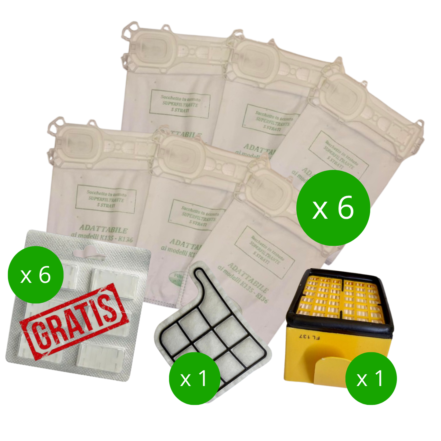 Sacchetti folletto modello VK 135 VK 136 KIT FARFALLA